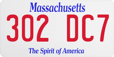 MA license plate 302DC7