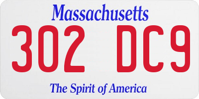 MA license plate 302DC9