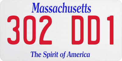 MA license plate 302DD1