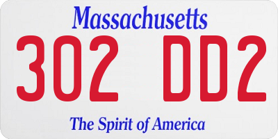 MA license plate 302DD2