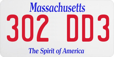 MA license plate 302DD3