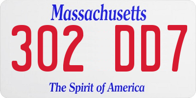 MA license plate 302DD7