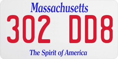 MA license plate 302DD8
