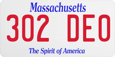 MA license plate 302DE0