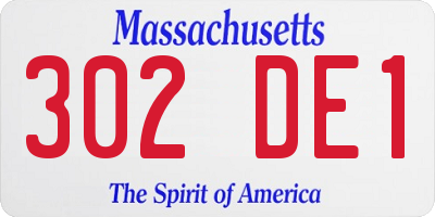 MA license plate 302DE1