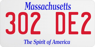 MA license plate 302DE2