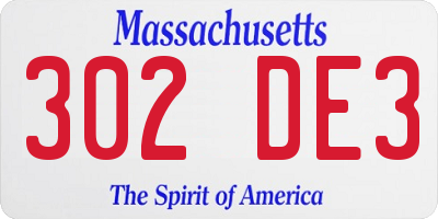 MA license plate 302DE3