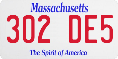 MA license plate 302DE5