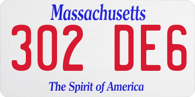 MA license plate 302DE6