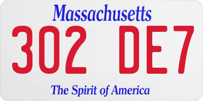 MA license plate 302DE7