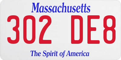 MA license plate 302DE8