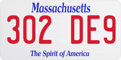MA license plate 302DE9