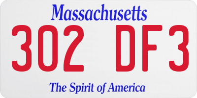 MA license plate 302DF3