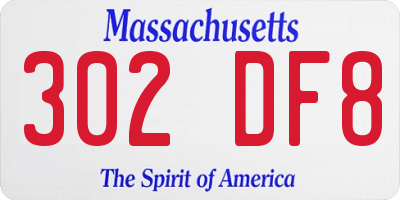 MA license plate 302DF8