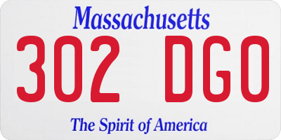 MA license plate 302DG0