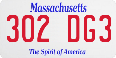 MA license plate 302DG3
