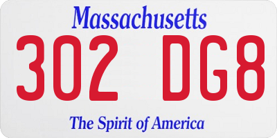 MA license plate 302DG8