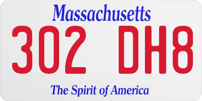 MA license plate 302DH8