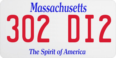 MA license plate 302DI2