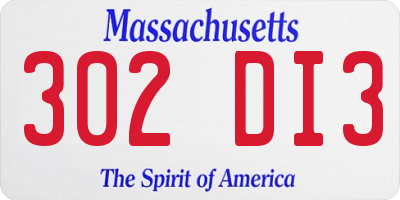 MA license plate 302DI3