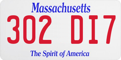 MA license plate 302DI7