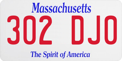 MA license plate 302DJ0