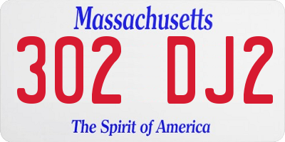 MA license plate 302DJ2
