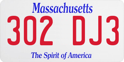 MA license plate 302DJ3