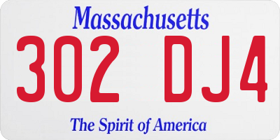 MA license plate 302DJ4