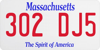 MA license plate 302DJ5