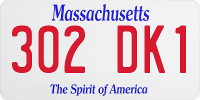 MA license plate 302DK1