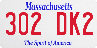 MA license plate 302DK2