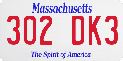 MA license plate 302DK3