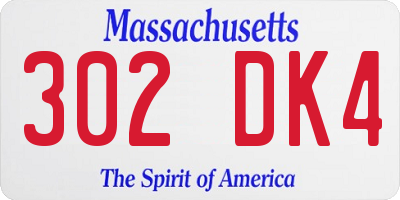 MA license plate 302DK4