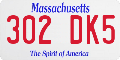 MA license plate 302DK5