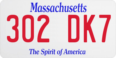 MA license plate 302DK7