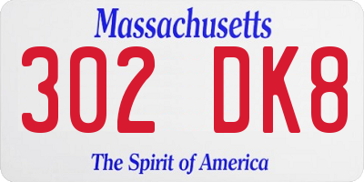 MA license plate 302DK8