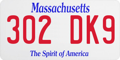 MA license plate 302DK9