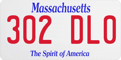 MA license plate 302DL0
