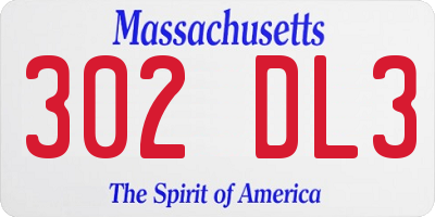 MA license plate 302DL3