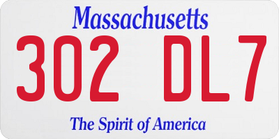 MA license plate 302DL7