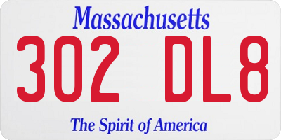 MA license plate 302DL8