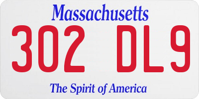 MA license plate 302DL9