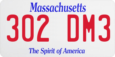 MA license plate 302DM3