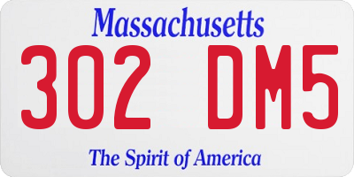 MA license plate 302DM5