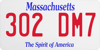 MA license plate 302DM7