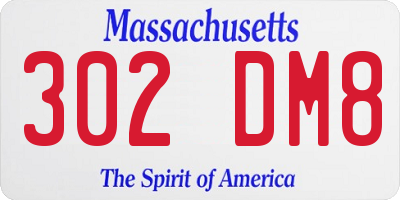 MA license plate 302DM8