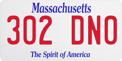 MA license plate 302DN0