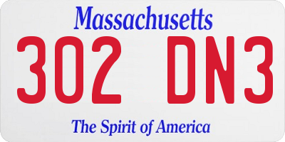 MA license plate 302DN3