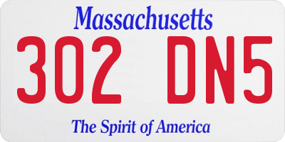 MA license plate 302DN5